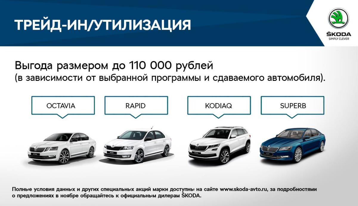 Привлекательные предложения для клиентов Крона-авто, официального дилера ŠKODA в ноябре