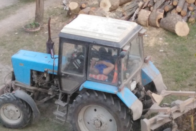Жительница Брянска пристыдила отдыхающего на работе тракториста